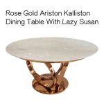Rose Gold Ariston Kalliston Dining Table With Lazy Susan/玫瑰金雪白銀狐石轉盤餐桌