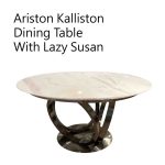 Ariston Kalliston Dining Table With Lazy Susan/雪白銀狐石轉盤餐桌